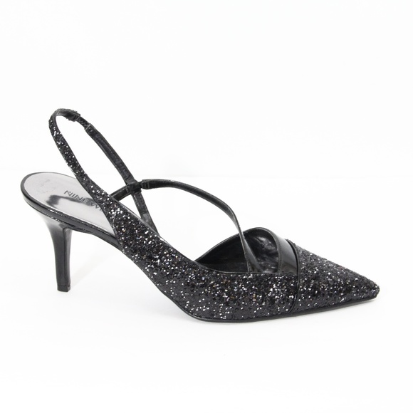 Nine West Glitter Heels sz 9.5 Black Stilettos - Picture 2 of 8